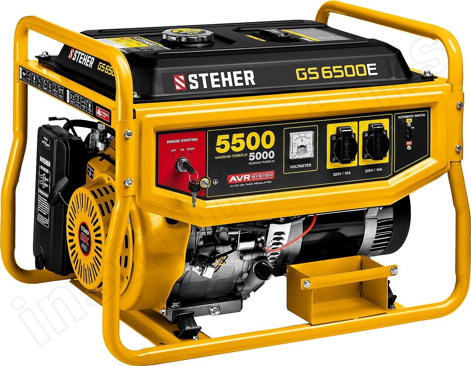 STEHER  5500 Вт, бензиновый генератор с электростартером (GS-6500E) - фото 1