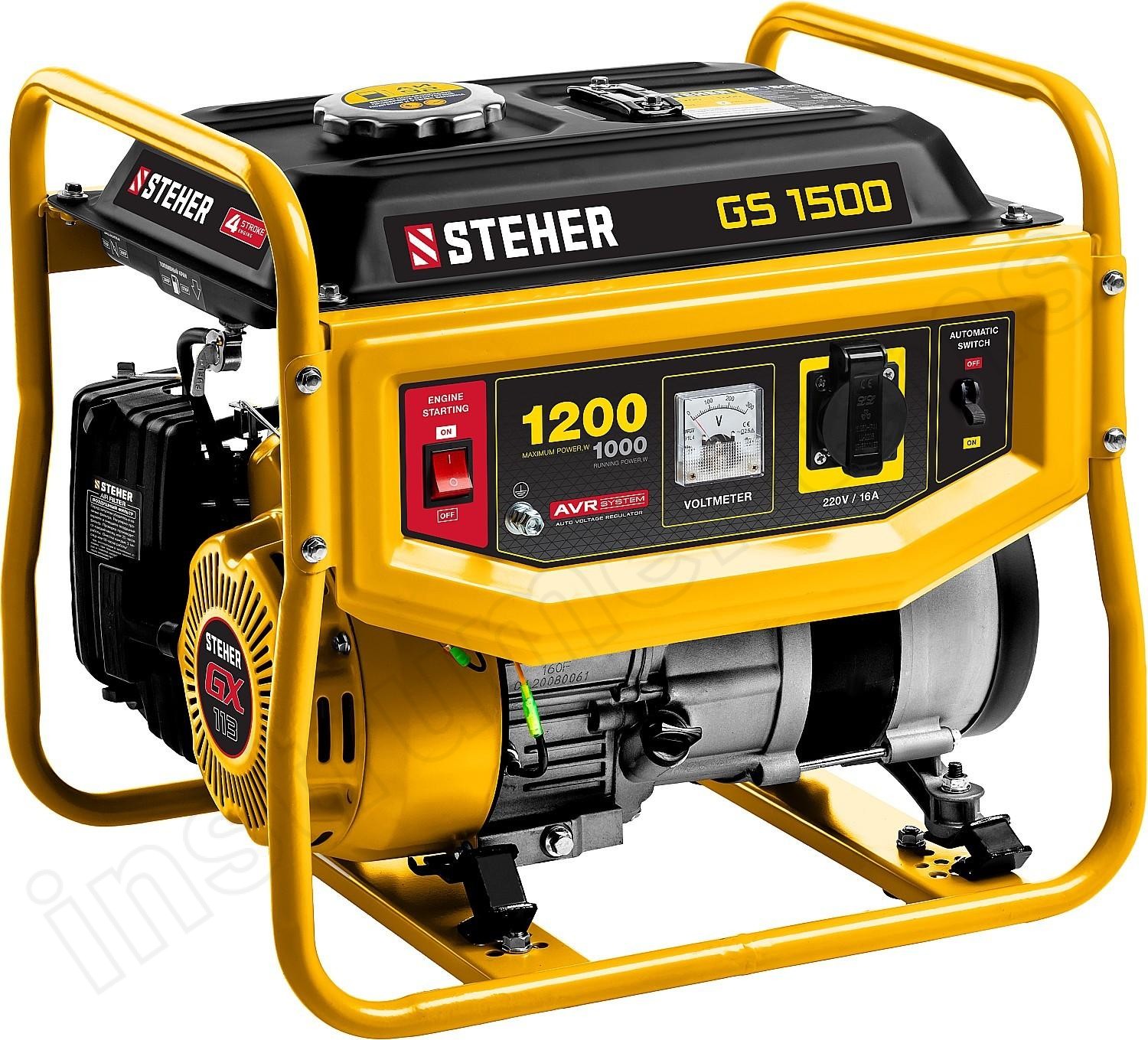 STEHER 1/1.2 кВт, однофазный, асинхронный, бесщеточный, бензиновый генератор GS-1500 - фото 1